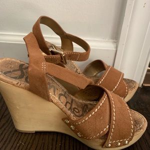 Sam Edelman wedge tan suede sandal size 8
